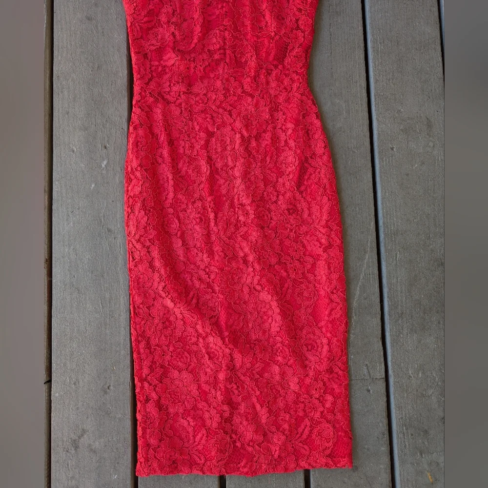 Yumi‎ Kim Red Lace Halter Fitted Bodycon Sheath Dress S Cocktail - Picture 5 of 8